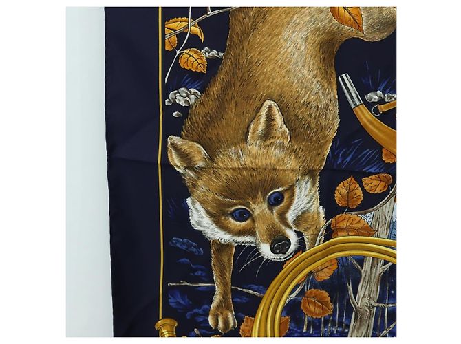 Hermès HERMES Carré 90 Schal "CHASSE au BOIS" Seide Navy Auth yk20604M Marineblau - Ansicht 5