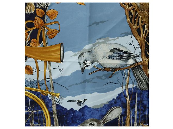Hermès HERMES Carré 90 Schal "CHASSE au BOIS" Seide Navy Auth yk20604M Marineblau - Ansicht 6