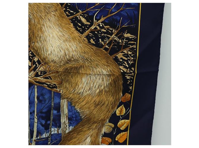 Hermès HERMES Carré 90 Schal "CHASSE au BOIS" Seide Navy Auth yk20604M Marineblau - Ansicht 7