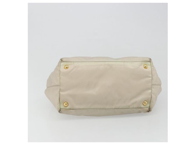 Borsa Tote PRADA Nylon Grigio Oro Auth hk3823 Marrone D'oro - vista 10
