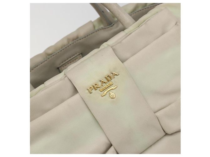 Borsa Tote PRADA Nylon Grigio Oro Auth hk3823 Marrone D'oro - vista 17