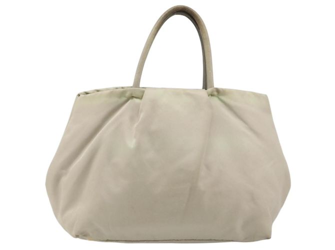 Borsa Tote PRADA Nylon Grigio Oro Auth hk3823 Marrone D'oro - vista 3