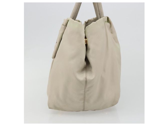 Borsa Tote PRADA Nylon Grigio Oro Auth hk3823 Marrone D'oro - vista 4
