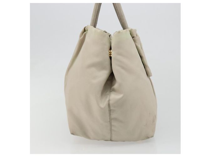Borsa Tote PRADA Nylon Grigio Oro Auth hk3823 Marrone D'oro - vista 5