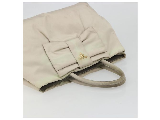 Borsa Tote PRADA Nylon Grigio Oro Auth hk3823 Marrone D'oro - vista 6