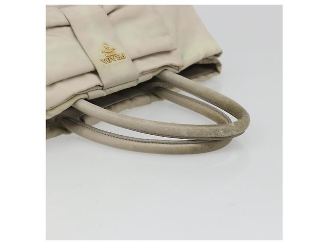 Borsa Tote PRADA Nylon Grigio Oro Auth hk3823 Marrone D'oro - vista 7
