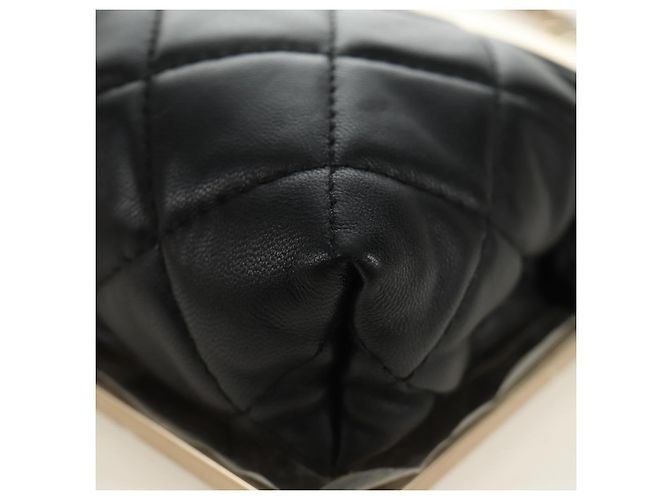 Borsa a Spalla CHANEL Chain Matelasse in Pelle di Agnello Nera e Oro CC Auth 187603SAM Nero D'oro - vista 11
