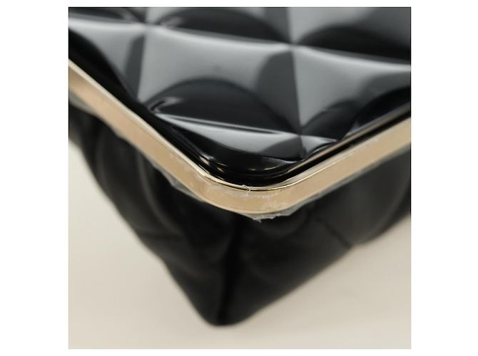 Borsa a Spalla CHANEL Chain Matelasse in Pelle di Agnello Nera e Oro CC Auth 187603SAM Nero D'oro - vista 12