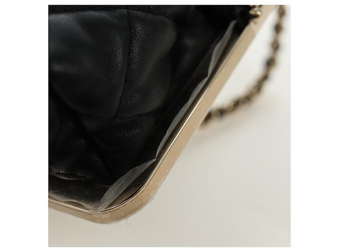 Borsa a Spalla CHANEL Chain Matelasse in Pelle di Agnello Nera e Oro CC Auth 187603SAM Nero D'oro - vista 15