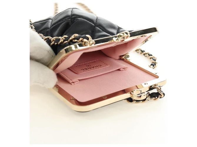 Borsa a Spalla CHANEL Chain Matelasse in Pelle di Agnello Nera e Oro CC Auth 187603SAM Nero D'oro - vista 16