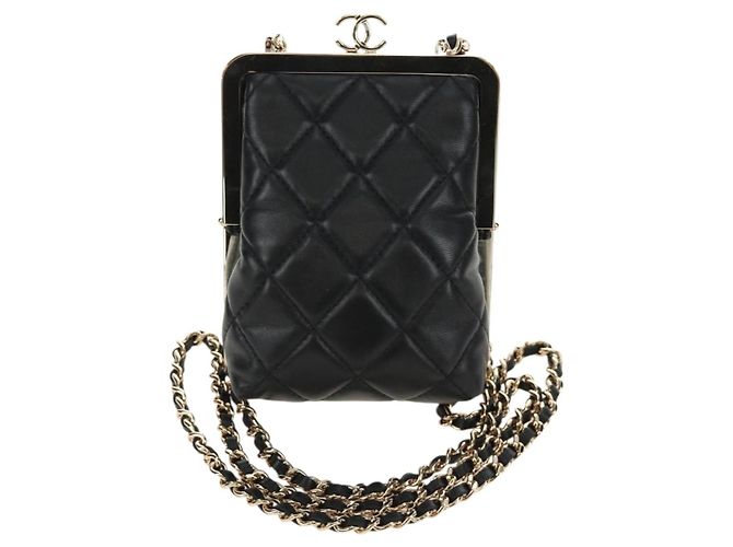Borsa a Spalla CHANEL Chain Matelasse in Pelle di Agnello Nera e Oro CC Auth 187603SAM Nero D'oro - vista 2