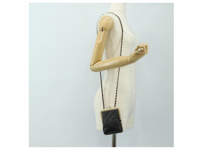 Borsa a Spalla CHANEL Chain Matelasse in Pelle di Agnello Nera e Oro CC Auth 187603SAM Nero D'oro - vista 24