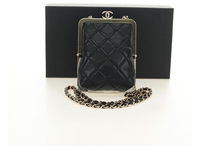 Borsa a Spalla CHANEL Chain Matelasse in Pelle di Agnello Nera e Oro CC Auth 187603SAM Nero D'oro - vista 25