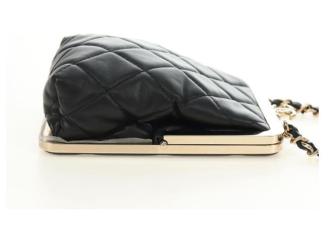 Borsa a Spalla CHANEL Chain Matelasse in Pelle di Agnello Nera e Oro CC Auth 187603SAM Nero D'oro - vista 5