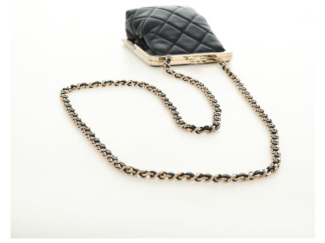 Borsa a Spalla CHANEL Chain Matelasse in Pelle di Agnello Nera e Oro CC Auth 187603SAM Nero D'oro - vista 7