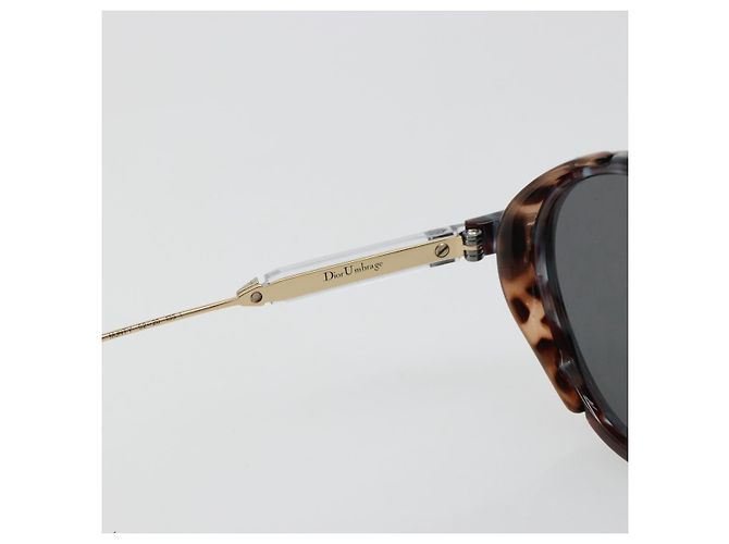 Occhiali da Sole Christian Dior Plastica Grigio Oro Argento Auth hk3838 Marrone D'oro - vista 12