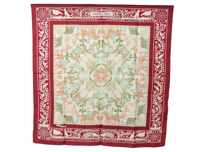Hermès HERMES Carré 90 Seidentuch Rot Authentisch mr2616 - Ansicht 14