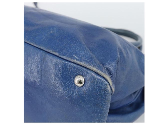 Borsa Miu Miu in pelle 2way Blu Argento Auth 187410A - vista 12