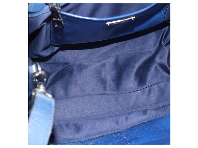 Borsa Miu Miu in pelle 2way Blu Argento Auth 187410A - vista 17