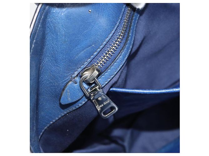 Borsa Miu Miu in pelle 2way Blu Argento Auth 187410A - vista 21