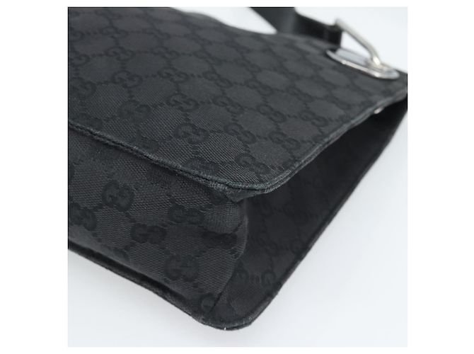 Borsa a Spalla GUCCI GG Canvas Nera Argento 120841 Auth 188960A Nero - vista 10