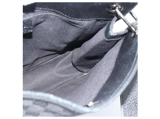 Borsa a Spalla GUCCI GG Canvas Nera Argento 120841 Auth 188960A Nero - vista 16