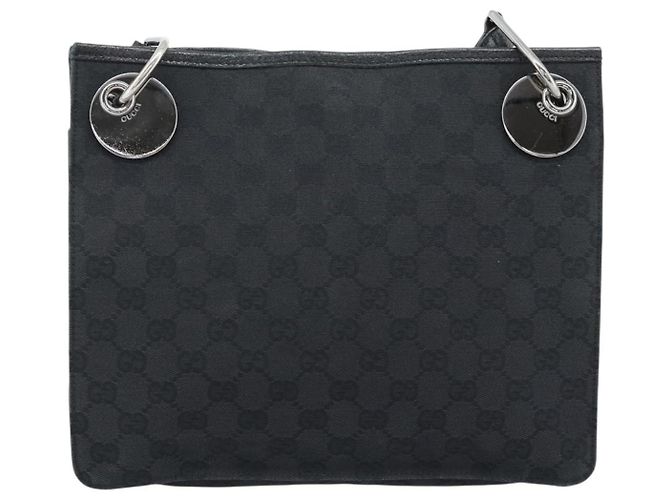Borsa a Spalla GUCCI GG Canvas Nera Argento 120841 Auth 188960A Nero - vista 2