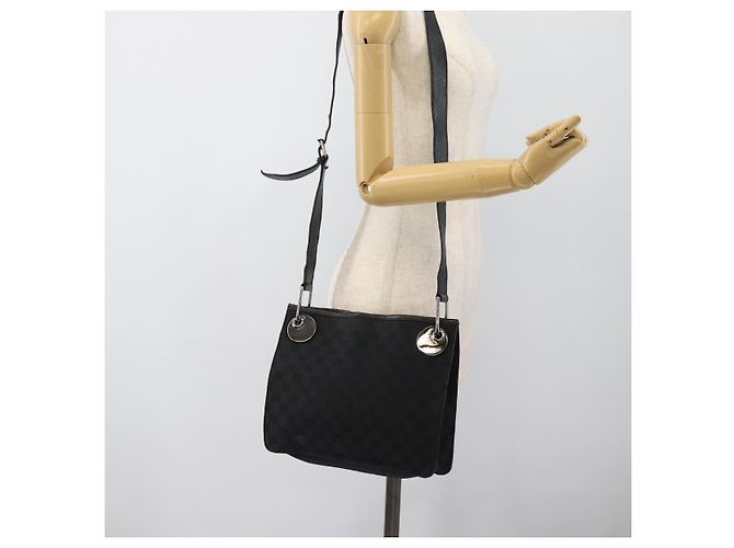 Borsa a Spalla GUCCI GG Canvas Nera Argento 120841 Auth 188960A Nero - vista 21