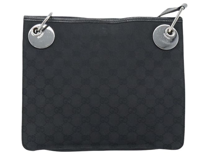 Borsa a Spalla GUCCI GG Canvas Nera Argento 120841 Auth 188960A Nero - vista 3