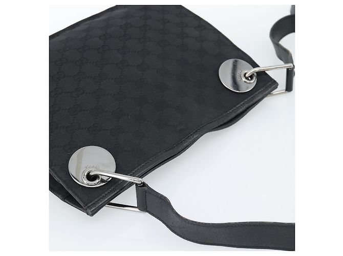 Borsa a Spalla GUCCI GG Canvas Nera Argento 120841 Auth 188960A Nero - vista 6
