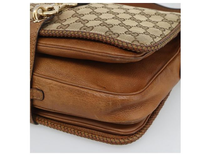 Borsa a Spalla GUCCI GG Canvas Beige Oro 257024 Auth ka4943V D'oro - vista 10