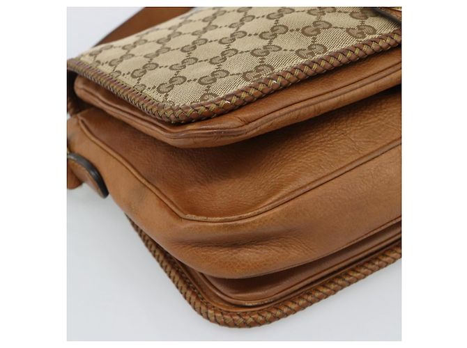 Borsa a Spalla GUCCI GG Canvas Beige Oro 257024 Auth ka4943V D'oro - vista 11