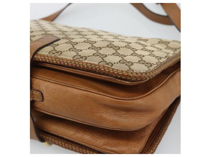 Borsa a Spalla GUCCI GG Canvas Beige Oro 257024 Auth ka4943V D'oro - vista 12