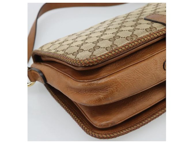 Borsa a Spalla GUCCI GG Canvas Beige Oro 257024 Auth ka4943V D'oro - vista 13