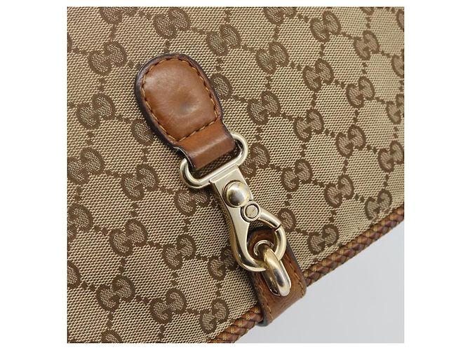 Borsa a Spalla GUCCI GG Canvas Beige Oro 257024 Auth ka4943V D'oro - vista 14