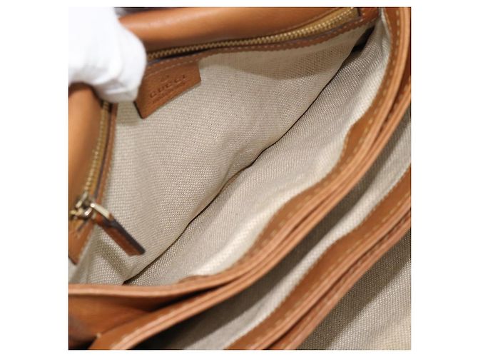 Borsa a Spalla GUCCI GG Canvas Beige Oro 257024 Auth ka4943V D'oro - vista 21