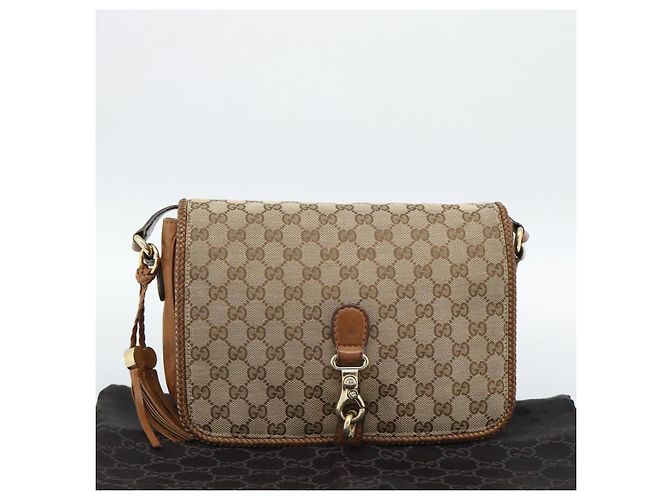 Borsa a Spalla GUCCI GG Canvas Beige Oro 257024 Auth ka4943V D'oro - vista 28