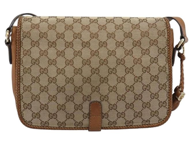 Borsa a Spalla GUCCI GG Canvas Beige Oro 257024 Auth ka4943V D'oro - vista 3