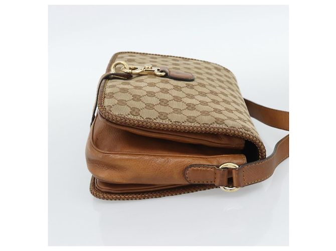 Borsa a Spalla GUCCI GG Canvas Beige Oro 257024 Auth ka4943V D'oro - vista 5
