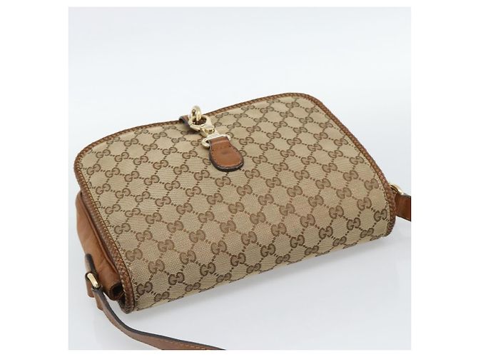 Borsa a Spalla GUCCI GG Canvas Beige Oro 257024 Auth ka4943V D'oro - vista 6