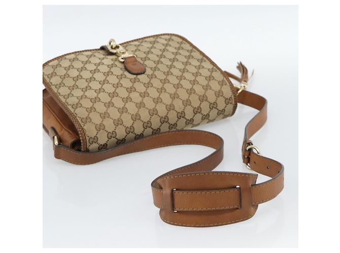 Borsa a Spalla GUCCI GG Canvas Beige Oro 257024 Auth ka4943V D'oro - vista 7