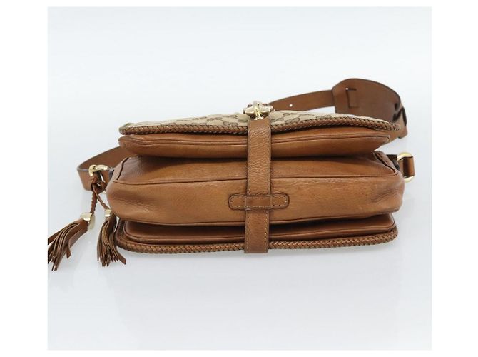 Borsa a Spalla GUCCI GG Canvas Beige Oro 257024 Auth ka4943V D'oro - vista 9