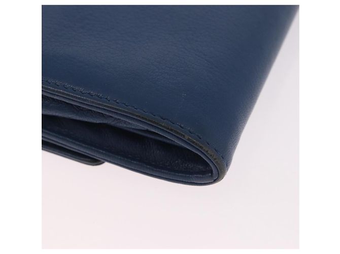 CHANEL Long Wallet Leder Blau Silber CC Auth 189356 - Ansicht 10