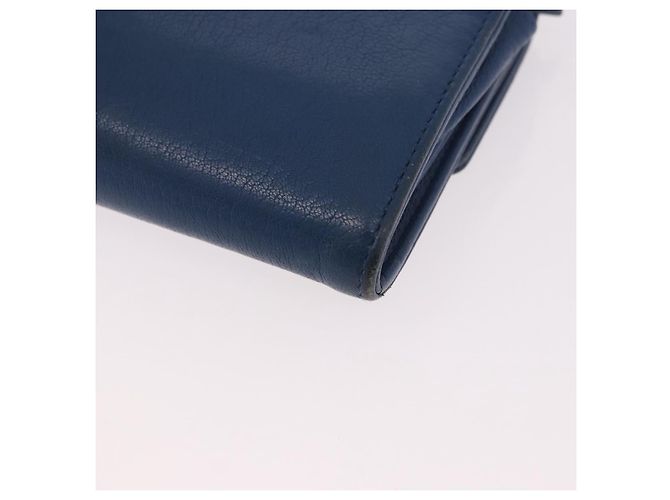 CHANEL Long Wallet Leder Blau Silber CC Auth 189356 - Ansicht 11