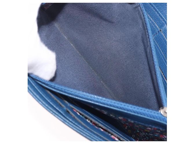 CHANEL Long Wallet Leder Blau Silber CC Auth 189356 - Ansicht 21