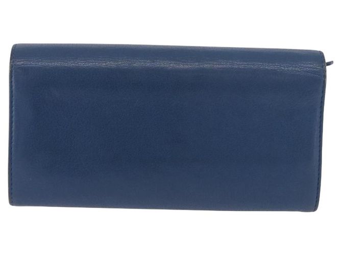 CHANEL Long Wallet Leder Blau Silber CC Auth 189356 - Ansicht 3