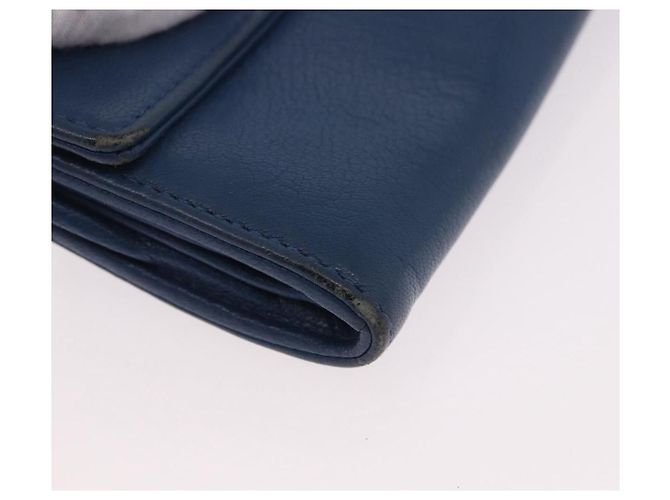 CHANEL Long Wallet Leder Blau Silber CC Auth 189356 - Ansicht 8