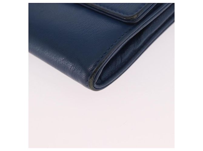 CHANEL Long Wallet Leder Blau Silber CC Auth 189356 - Ansicht 9