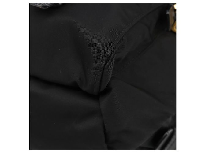 Zaino PRADA Nylon Nero Oro Auth yk20532SAV D'oro - vista 12
