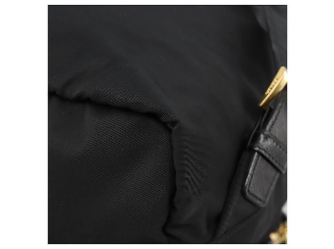 Zaino PRADA Nylon Nero Oro Auth yk20532SAV D'oro - vista 14